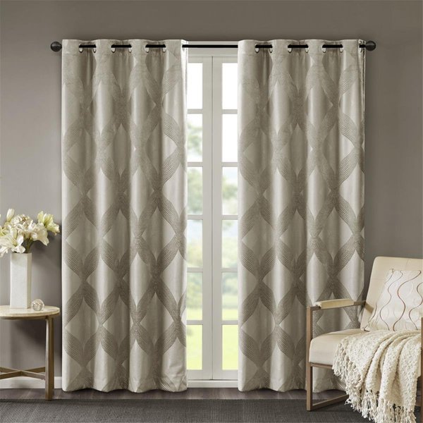 Sun Smart Taupe 100 Percent Polyester Jacquard Knitted Coated Total Blackout Window Panel SS40-0120